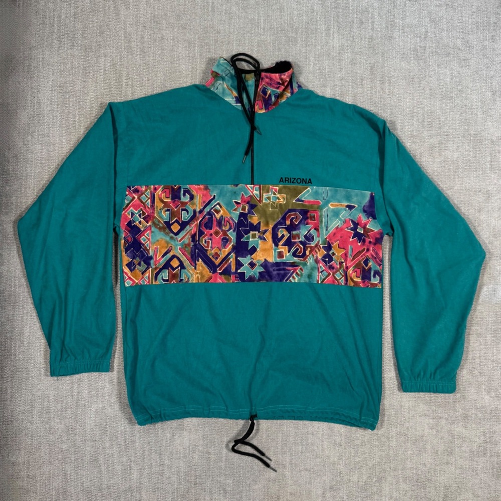 Vintage 90s Arizona‎ Southwestern Pullover Jacket Mens Large Made USA